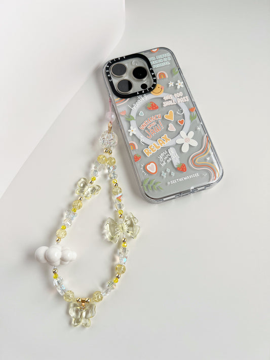 Fluttering Crystals - Yellow Phone Charm